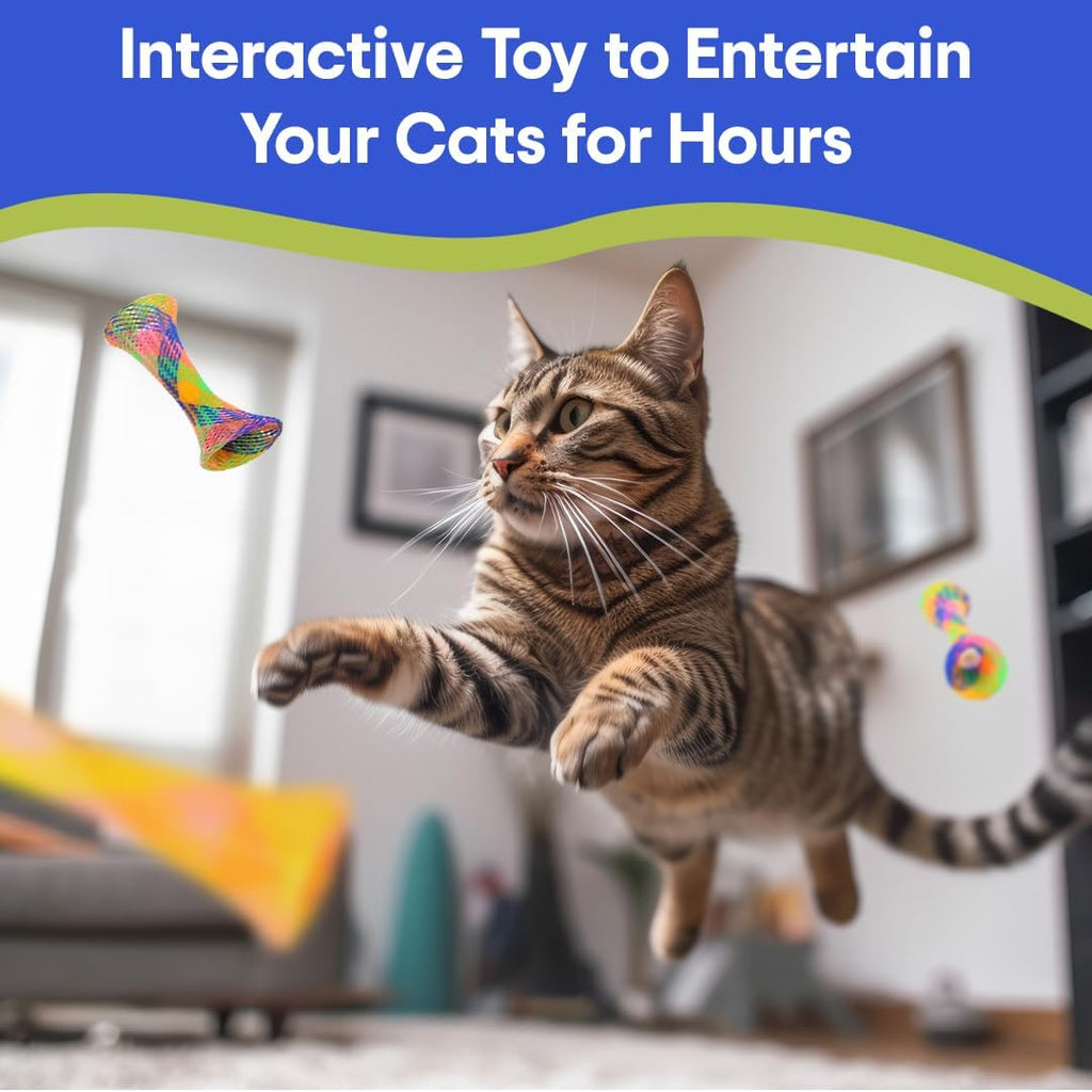 Kitty Fun Tubes Cat Toy with Catnip inside | Bouncy Interactive Mesh Toy for Cats and Kittens to Bite, Swat and Chase | 3 Pieces