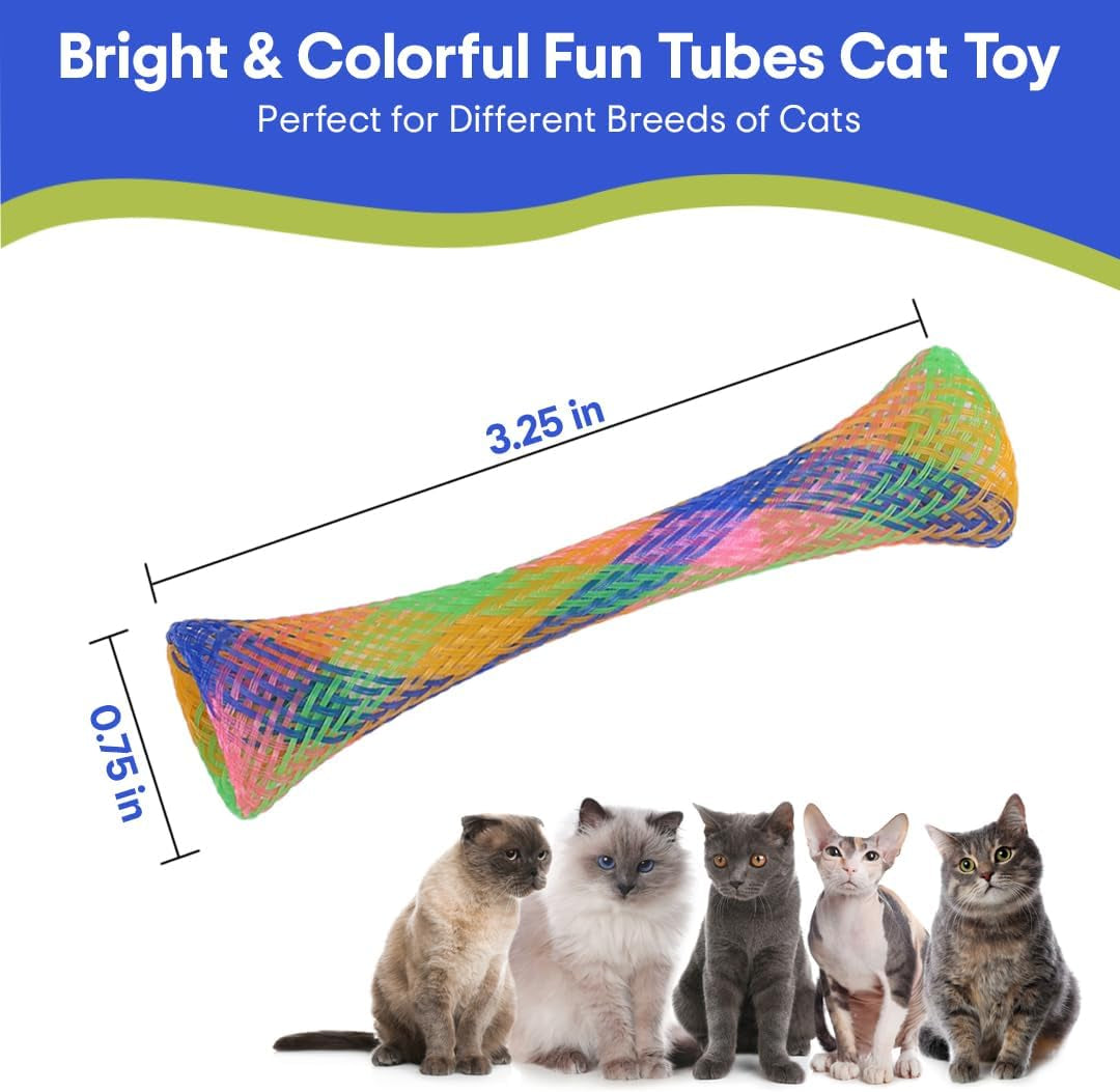 Kitty Fun Tubes Cat Toy with Catnip inside | Bouncy Interactive Mesh Toy for Cats and Kittens to Bite, Swat and Chase | 3 Pieces