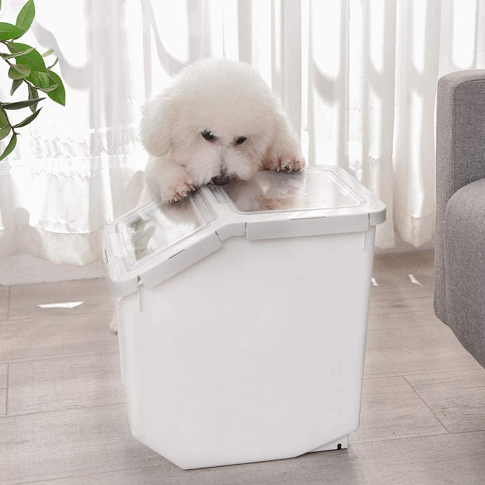 Food Storage Container 20Lb, Large Airtight Pet Food Containers, Dog Food Bin with Scoop, Measuring Cup for Storage Pet Dog Cat Food Supplies - Grey